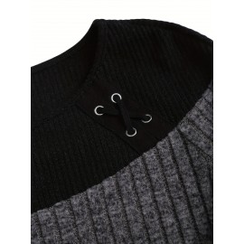 [Chic Plus Size Dress] Plus Size Women's Casual Chic Long Sleeve Dress - Stretchy Office to Party Outfit, Flattering Fit for Everyday & Formal Events, Machine Washable Fall/Spring Attire, Comfortable Material, Versatile Fashion