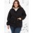 Women'S Plus Size Winter Coat, Long Sleeve, Solid Color, Polyester, Hooded, Casual Style, Open Front, Woven, A-Line Hem, No Belt, Regular Fit, Non-Waterproof