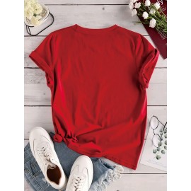 1pc Women's KC Football Glitter Graphic T-Shirt - Red & Yellow Sparkle Design, y Casual Short Sleeve Top, Machine Washable, Perfect Game Day Gift, Team Spirit Wear, Bold Lettering, Easy Care, Fan Apparel, Team Supporters