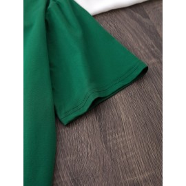 Summer Women's Letter Print Front and Back Fashion Short Sleeve T-Shirt, Comfortable Breathable Fabric, Casual Sporty Style, Suitable for Spring and Summer