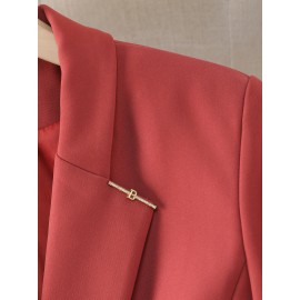 [Chic Double Breasted Blazer] Long Sleeve Double Breasted Chic Blazer for Women - Polyester Lined, Regular Fit, Woven Fabric - Spring/Fall 2024 Collection
