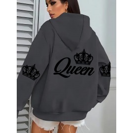 [Queen Crown Hoodie] Plus Size Women's Pink 